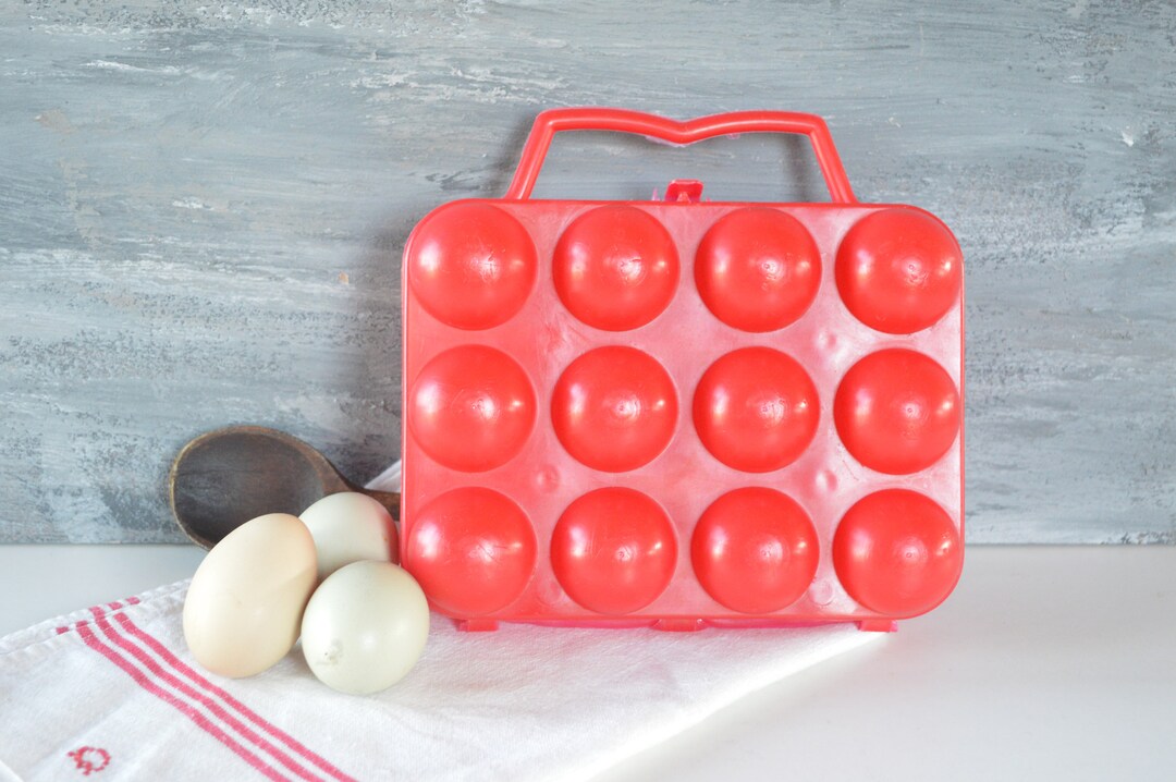 Vintage French Egg Box Retro Red Plastic Egg Box Mid Century Egg