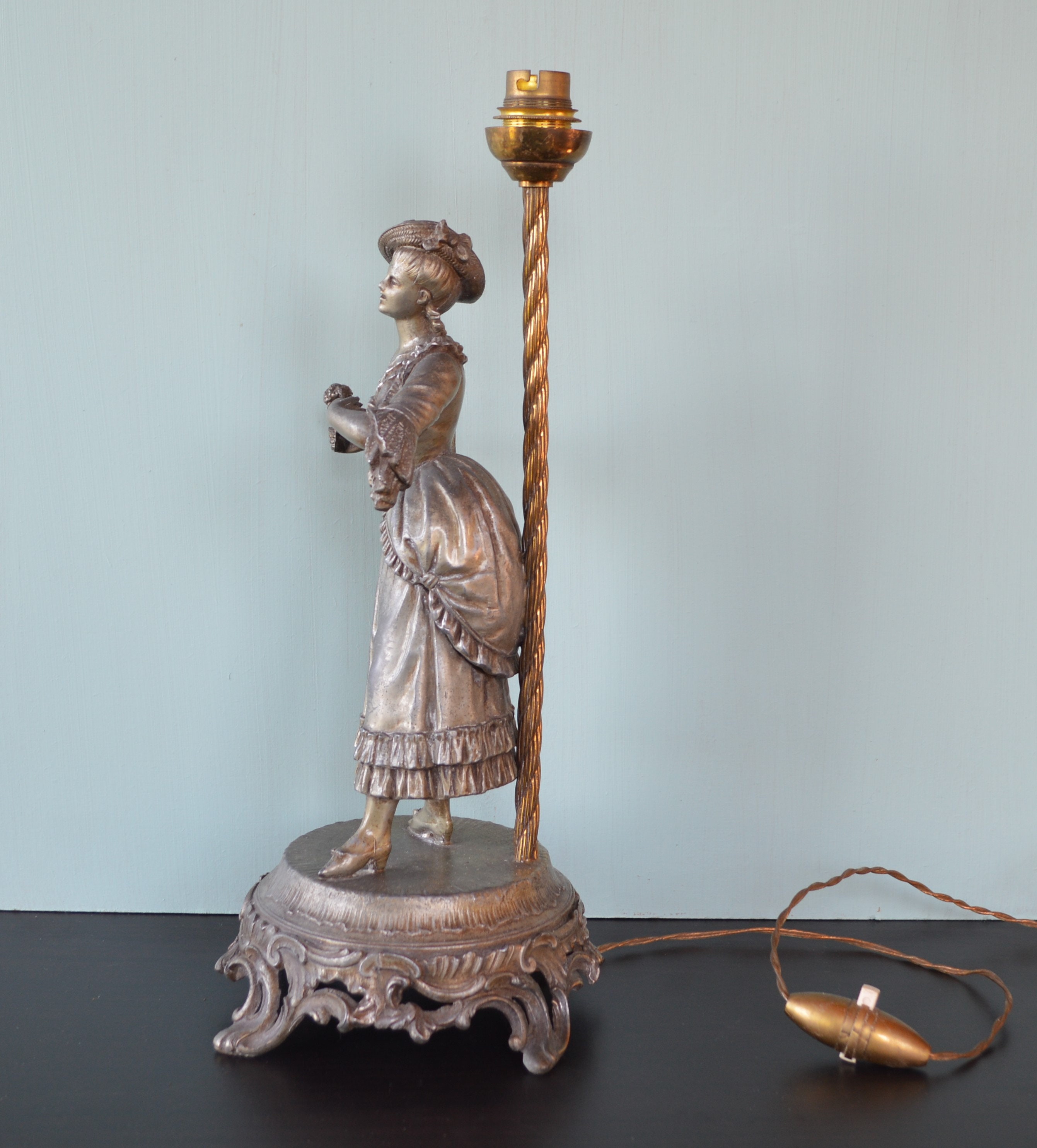 Vintage Figurine Table Lamp French Metal Figure of a Lady Etsy