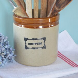 Vintage Glazed Stoneware Pot - English Dripping Pot - Brown Earthenware Jar - Rustic Kitchen - Country Farmhouse Decor