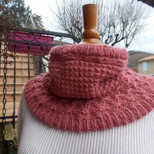 Neck tower / Snood woman in 100% alpaca (old pink)