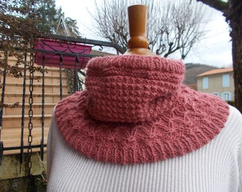 Tour de cou / Snood femme en 100% alpaga (vieux rose)