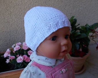 Bonnet en coton 0/3 mois (blanc)