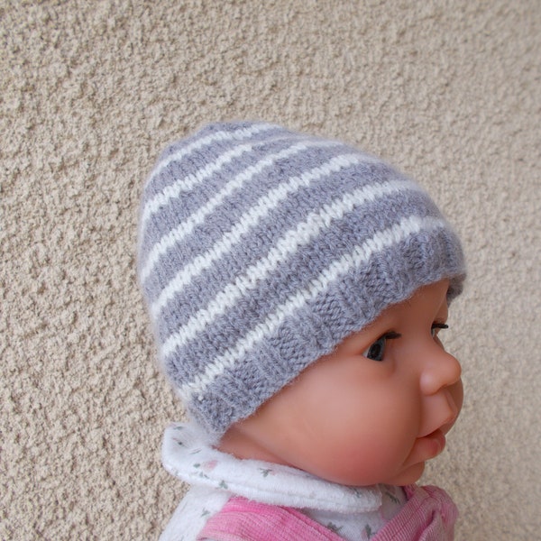 Wool bonnet ideal for maternity (grey/Ecru)...