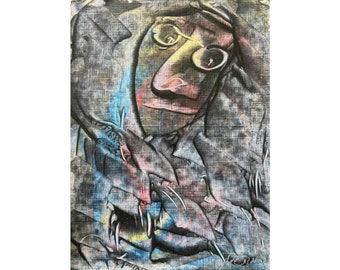 Hasidic  Face , painting print , Matte Vertical Poster