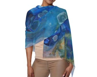 Light Scarf, Fluid colors, Blue Scarf