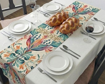 Shabbat Table Runner, Hebrew Shalom Gift