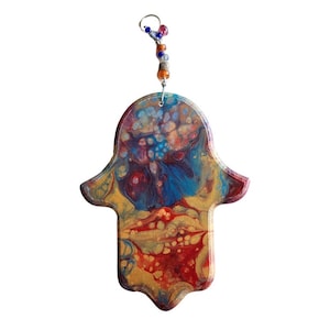Painted Hamsa, Wall decor,Jewish Gift, Home Guard , wall Hunging Hamsa, Made in Israel