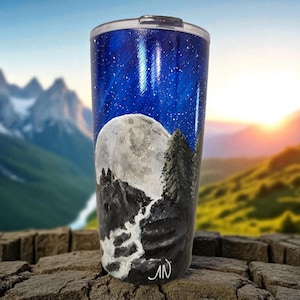 Handbemalter Mondschein-Becher: Thermos-Kaffeetasse mit 425 ml Fassungsvermögen