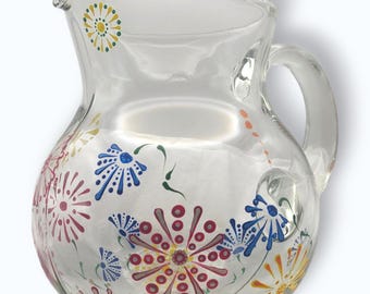 Jarra de margarita pintada a mano / Cristalería mexicana inspirada en fiestas / Servicio de sangría y cócteles / Cinco de Mayo