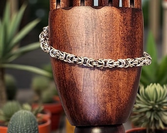 Pulsera de malla de plata - Tejido bizantino