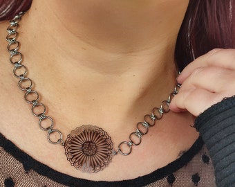 Mandala stainless steel rings necklace
