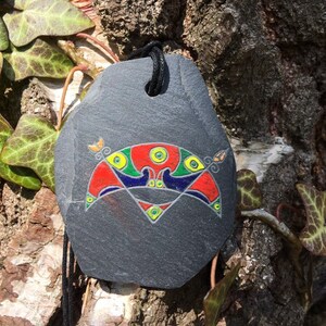 Cresent and V-Rod Pictish slate pendant.