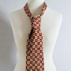 Vintage M&S Dark Red Neck Tie | Classic Patterned Menswear Accessory | Retro Formalwear Gift