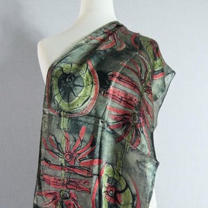 Henry Moore Silk Scarf: Vintage Fruit & Flowers Design, 12&quot;x57&quot;