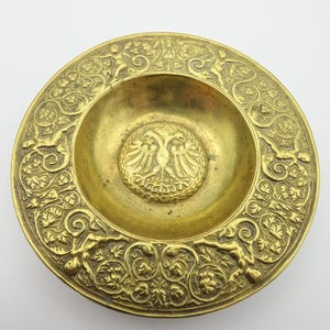 Vintage Solid Brass Eagle & Cherub Dish: European Home Decor
