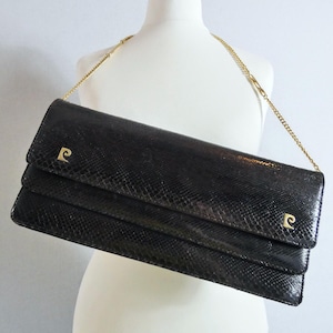Vintage Pierre Cardin Brown Leather Clutch Bag – 70s Convertible Purse, Textured Shoulder Handbag