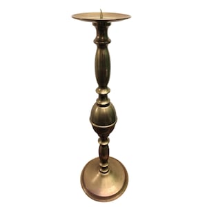 Vintage Norwegian Brass Candlestick Holder | Large Scandi Ecclesiastical Metalware | Gothic Church Candle Decor