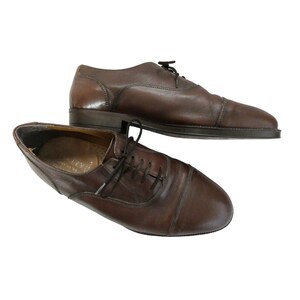 Henley Men's Shoes - Brown Leather Vintage Lace-Ups, Unisex Oxford Brogues, Made in Italy, Preppy Heritage, Size 41