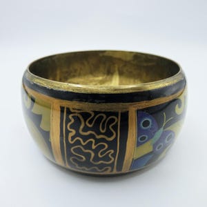 Vintage Messing Emaille Schmetterling Armreif Breite Gold Ton Abstrakt Boho Statement Armband