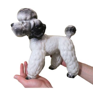 Vintage Italian Pottery Poodle Figurine: Mid Century Modern MCM Decor
