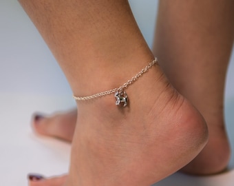 Sterling Silver Cat Anklet , Dainty Delicate Love Cat Anklet , Christmas gift , bridesmaid gift , Animal Anklet , birthday gift