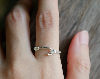 Sterling Silver Fishing Ring , Fish Hook Ring, Sideways Fish Hook, Fishing Jewelry, Beach Ring, Baptism Gift