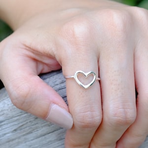 Sterling Silver Heart Ring , Love ring , Minimalist Heart Ring , Dainty silver ring , Simple ring , Gift for her ,  Minimalist Ring