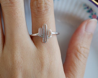Sterling Silver Cactus Ring , Natural jewelry, Succulent Ring, Nature Lover Ring, Botanical Ring, Saguaro Jewelry,Desert Ring , Dainty rings