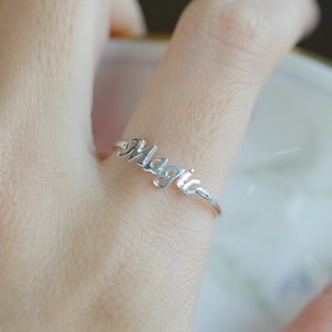 Sterling Silver Magic Ring,Word Rings,Inspirational Jewelry Silver,Personalized Ring,Minimal Name Jewelry,Custom Name Ring