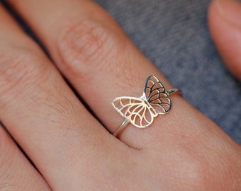 Sterling Silver Butterfly Ring,Dainty Silver Ring,Butterfly Jewelry,Tiny Butterfly Ring,Delicate Butterfly Ring,Filigree Butterfly Ring