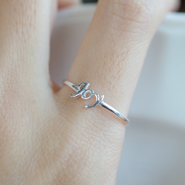 Sterling Silver Joy Ring,Word Rings,Inspirational Jewelry Silver,Personalized Ring,Best Friend Gift,Graduation Gift,Gift for Friend