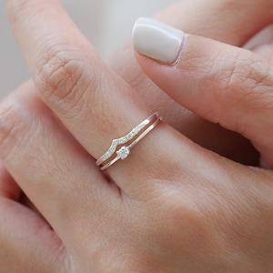Sterling Silver Delicate Chevron Ring,Vermeil,Thin,Dainty Skinny Band Trove,Minimalist Ring, Wedding Band,V Ring Set,Dainty chevron ring