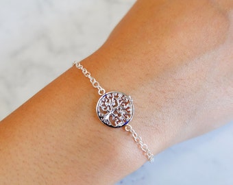 Sterling Silver Tree of Life Bracelet , Family tree bracelet , Mothers Gift, Gift for Mom , Boho Bracelet , Minimalist Bracelet