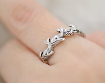 Handmade Sterling Silver Whale Ring, Nautical Jewelry , Ocean Sea Life Marine Animal Jewelry