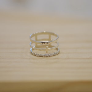 Cross Rings For Women - 925 Sterling Silver Adjustable Blessed Ring With Crucifix & Ring Wrap Design - Christian Rings For Women As Confirmation Gifts, First Communion & Baptism Gift
