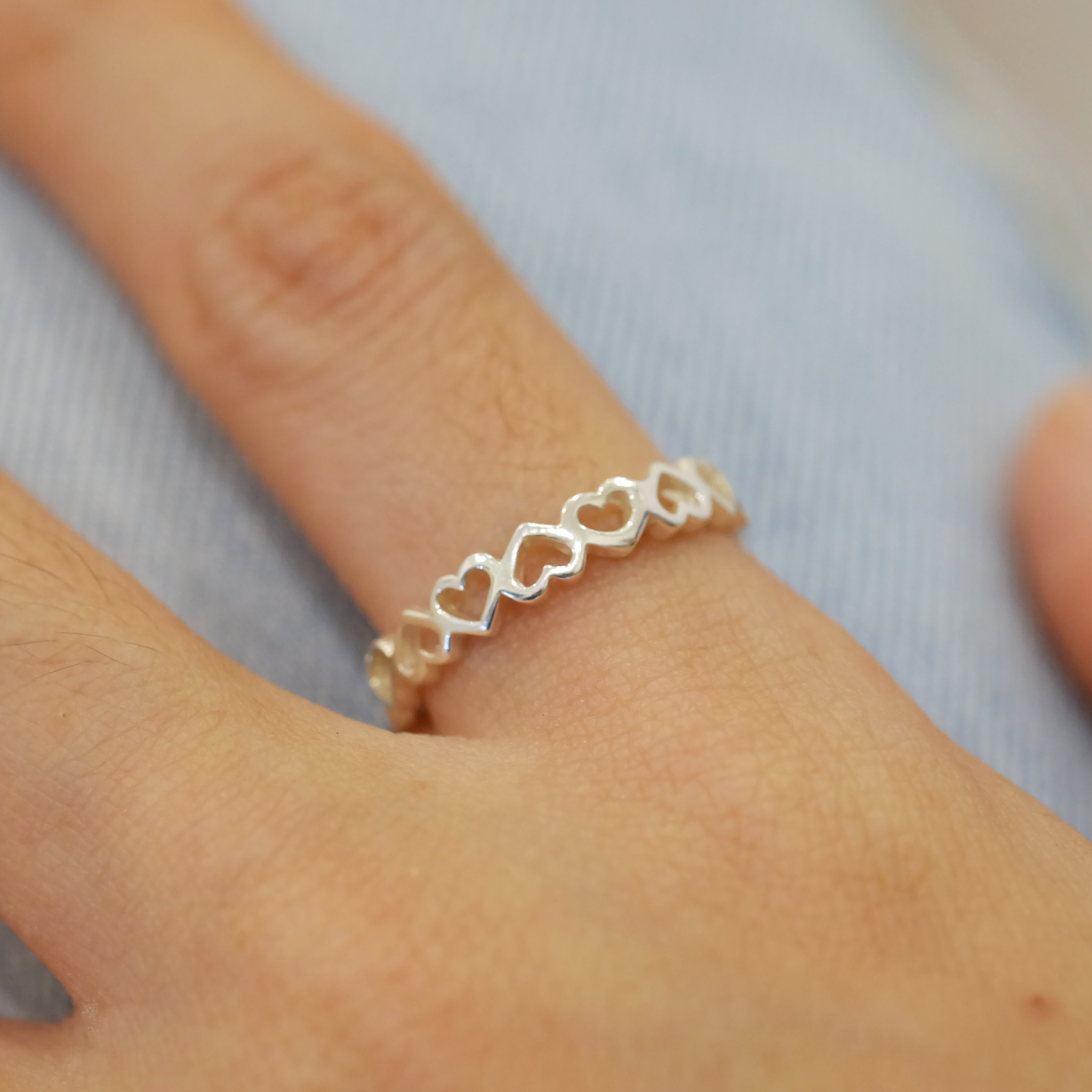Sterling Silver All Around Heart Ring,silver Mini Heart Ring