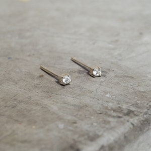 Sterling Silver CZ Stud Earrings,Cubic Zirconia Silver Stud Earrings,Minimal Earrings,2MM Stud Earrings,Tiny Stud Earrings,Diamond studs image 3