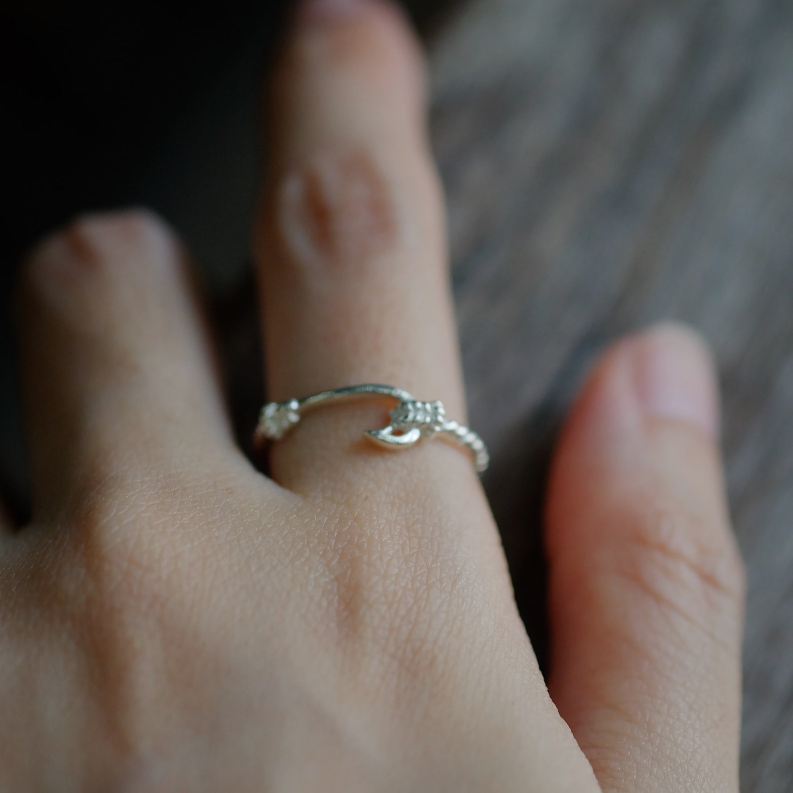 10K Gold Fishing Ring ,fish Hook Ring,sideways Fish Hook,fishing