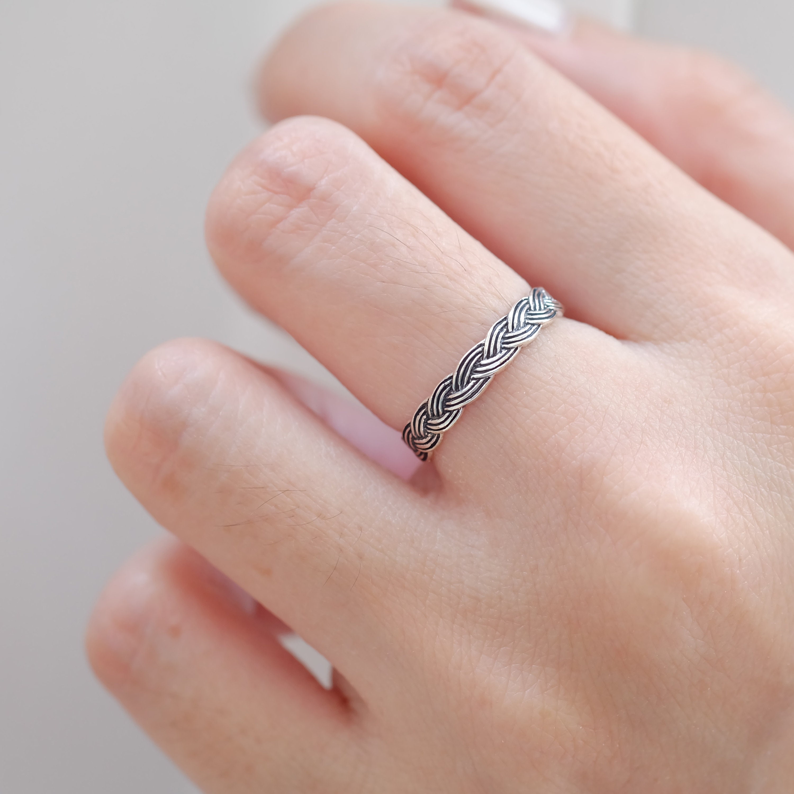 Sterling Silver Braided Wedding Band Ring: Unisex Rope Twist