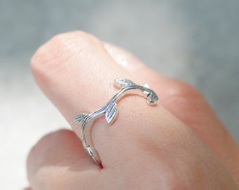 Sterling Silver Branch ring,Leaves Branch Ring,Leaf Ring,Olive Branch Leaf Ring,Twig ring,Nature ring,Tree Branch Ring,Leaf ring,Dainty ring