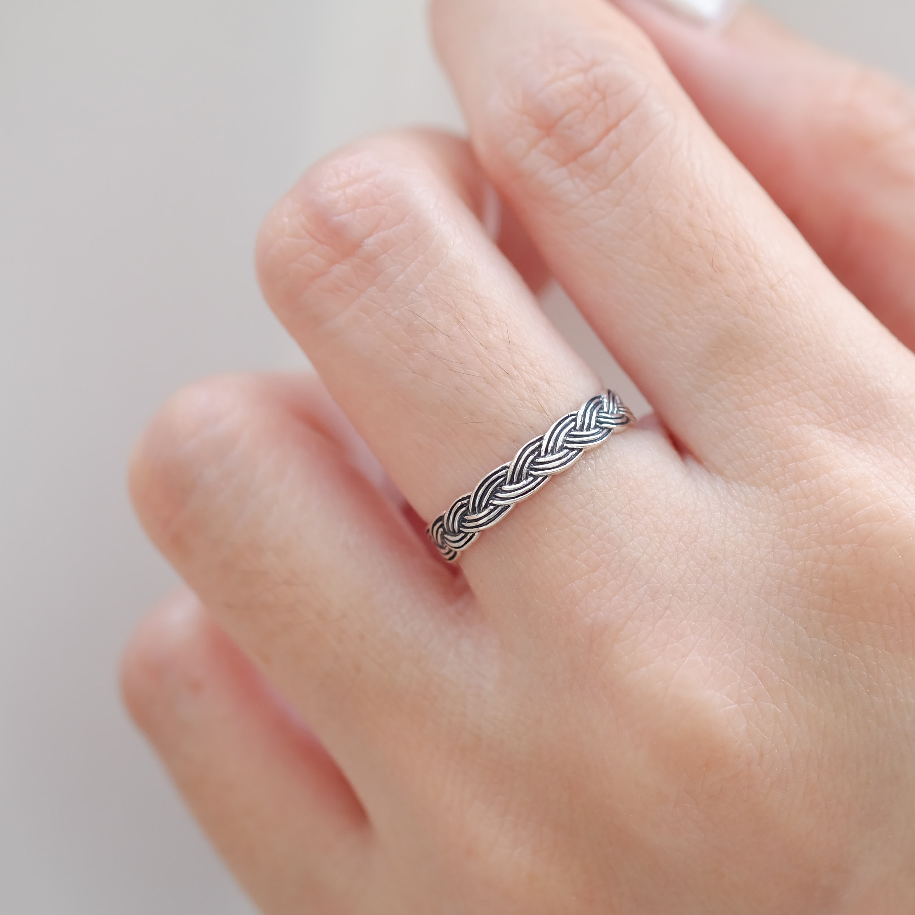 Sterling Silver Braided Wedding Band Ring: Unisex Rope Twist