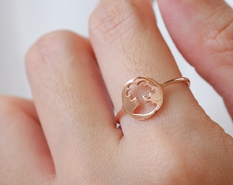 Sterling Silver Palm Tree Ring, Dainty Ocean Jewelry, Midi Ring