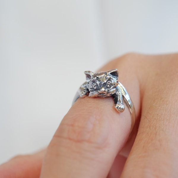 Sterling Silver Adjustable Cat Ring,Cat Jewelry,Cat Gift,Kitty Ring,Cute Cat Ring,Christmas Gift,Gift for Cat Lovers, Best Friend Gift