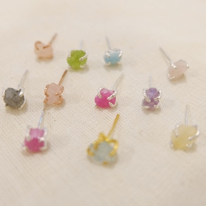 Birthstone Stud Earrings,Raw Stone Earrings,Natural Stone studs,Rough Gemstone Earrings,Aquamarine earrings,Rose Quartz,Larimar Earring