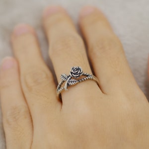 Sterling Silver Rose Ring,Rose Jewelry,Floral Ring,Flower Ring,Gift for Women,Gift for Her,Romantic gift for woman,Anniversary Ring