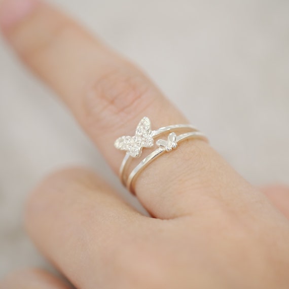 Silver ring cheap with butterfly