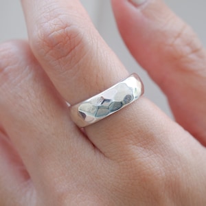Sterling Silver Faceted Ring,Thumb Ring,Silver Hexagon Ring,Simple Ring,Engagement Ring,Wedding Band,Plain Silver Ring,Textured Band Ring