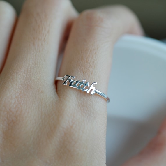 Sterling Silver Faith Ring word Rings inspirational Jewelry Silver