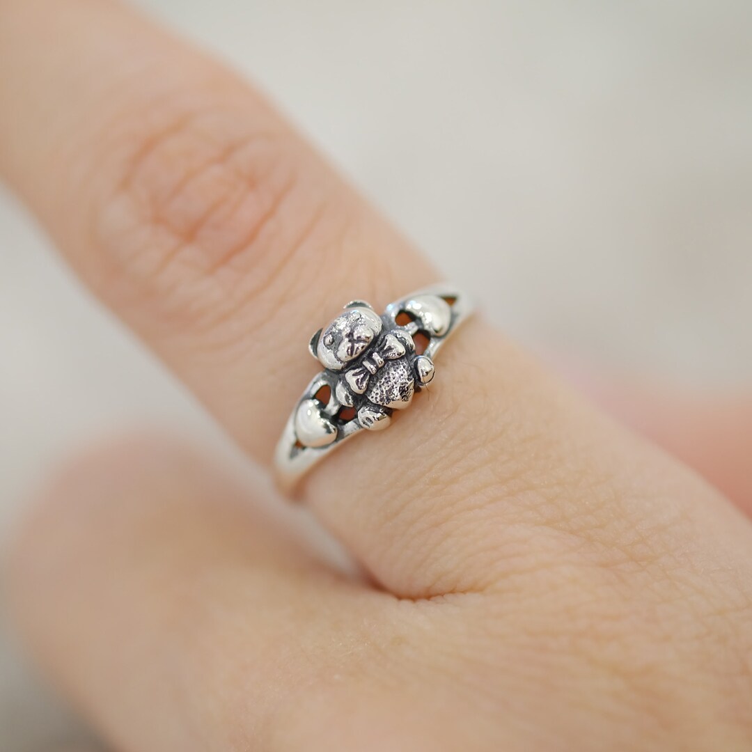Sterling Silver Vintage Bear Ring, Teddy Bear Ring, Animal Ring ...