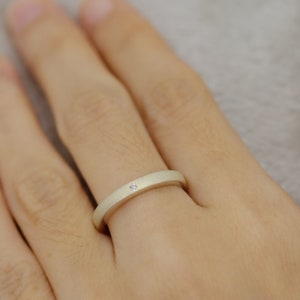 Sterling Silver White Matted Ring with CZ,Unique wedding rings,Brushed ring Sandy ring Wedding bands,Wedding Ring,Promise rings,